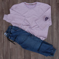 Ensemble Cargo Jeans Délavé Bleu + Sweat Mauve