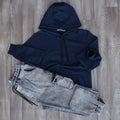 Ensemble Cargo Jeans Délavé Gris + Capuche Cotton Bleu Marine