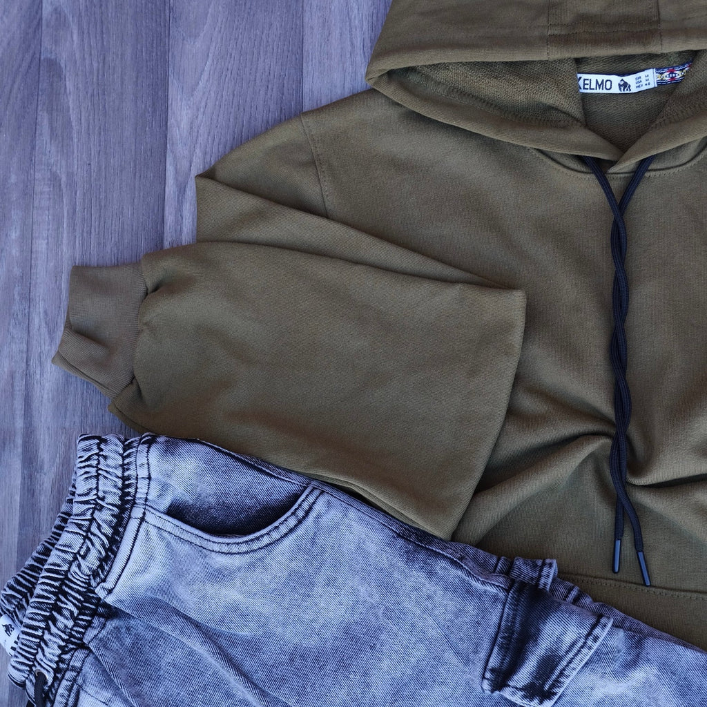 Ensemble Cargo Jeans Délavé Gris + Capuche Cotton Kaki