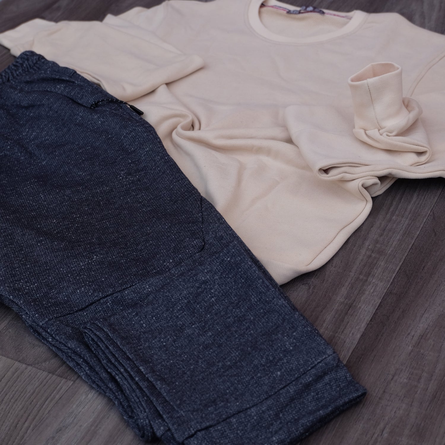 Ensemble Jogging Beska Bleu Chine + Sweat Beige