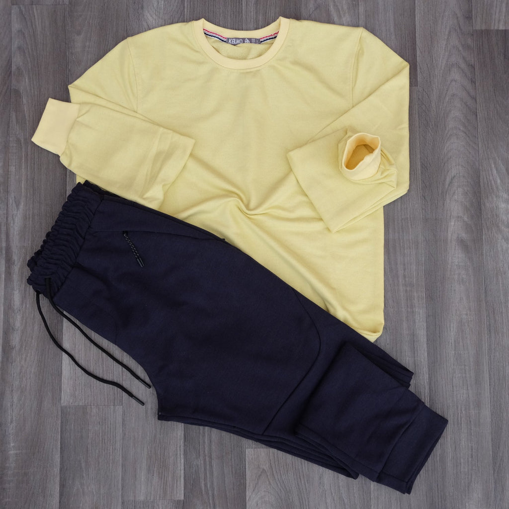 Ensemble Jogging Beska Bleu Marine + Sweat jaune poussin