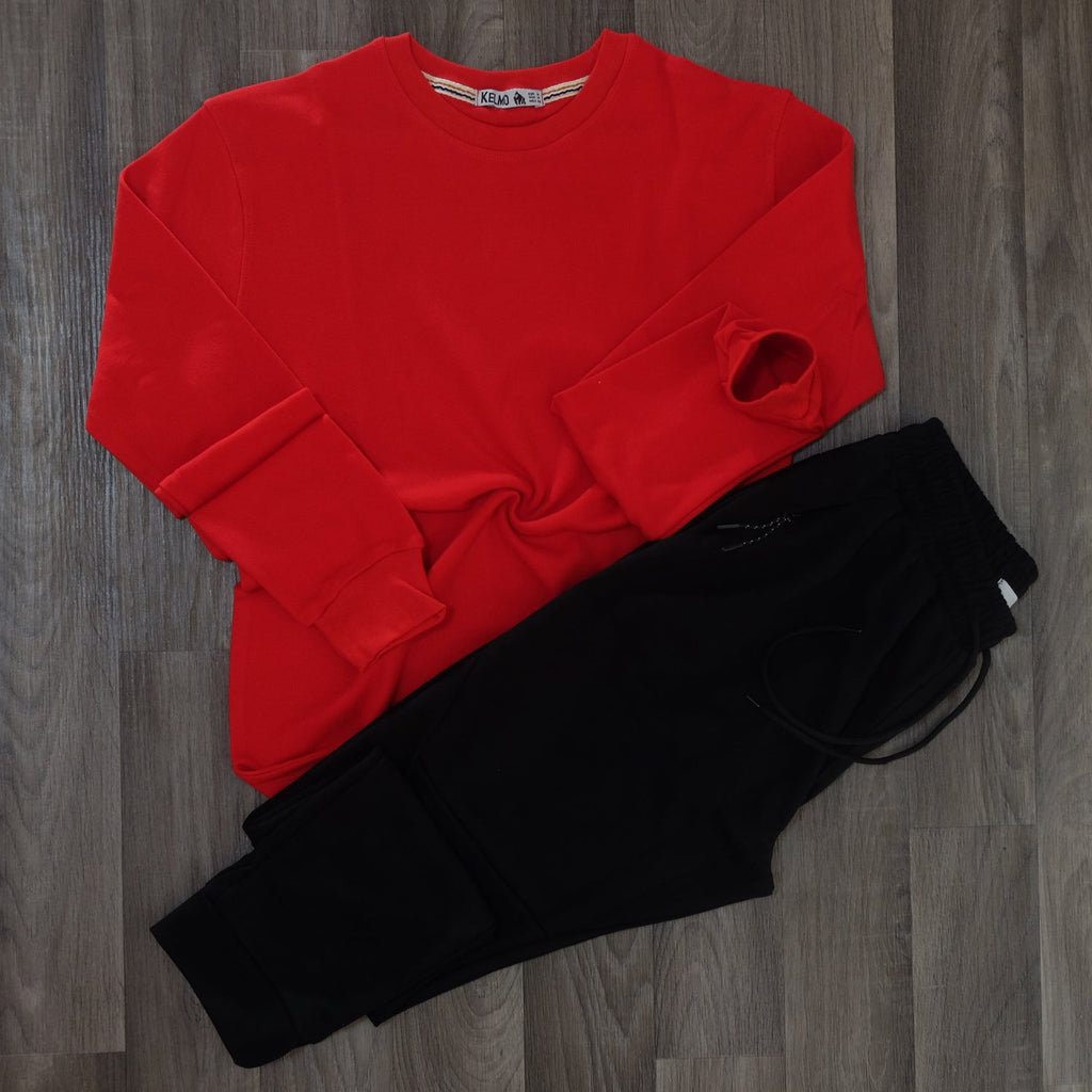 Ensemble Jogging Beska Noir + Sweat Rouge