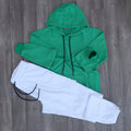 Ensemble Jogging Cargo Blanc + Capuche Cotton Vert Raj