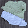 Ensemble Jogging Cargo Blanc+ Sweat Vert Nil