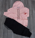 Ensemble Jogging Cargo Noir + Capuche Cotton Saumon
