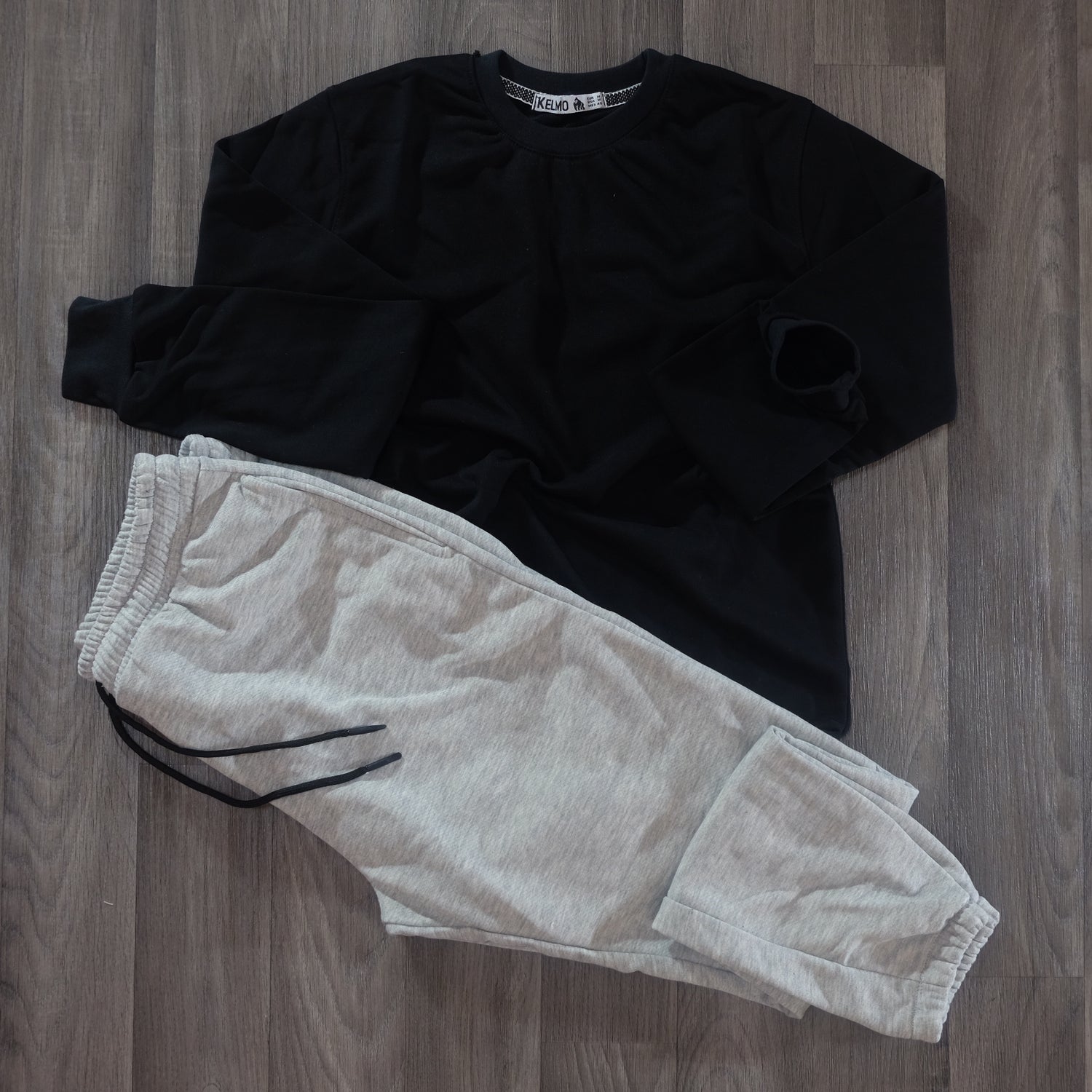 Ensemble Jogging Gris Chine Clair Chine + Sweat Noir