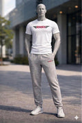 Ensemble Jogging Gris Chine + T-Shirt Blanc