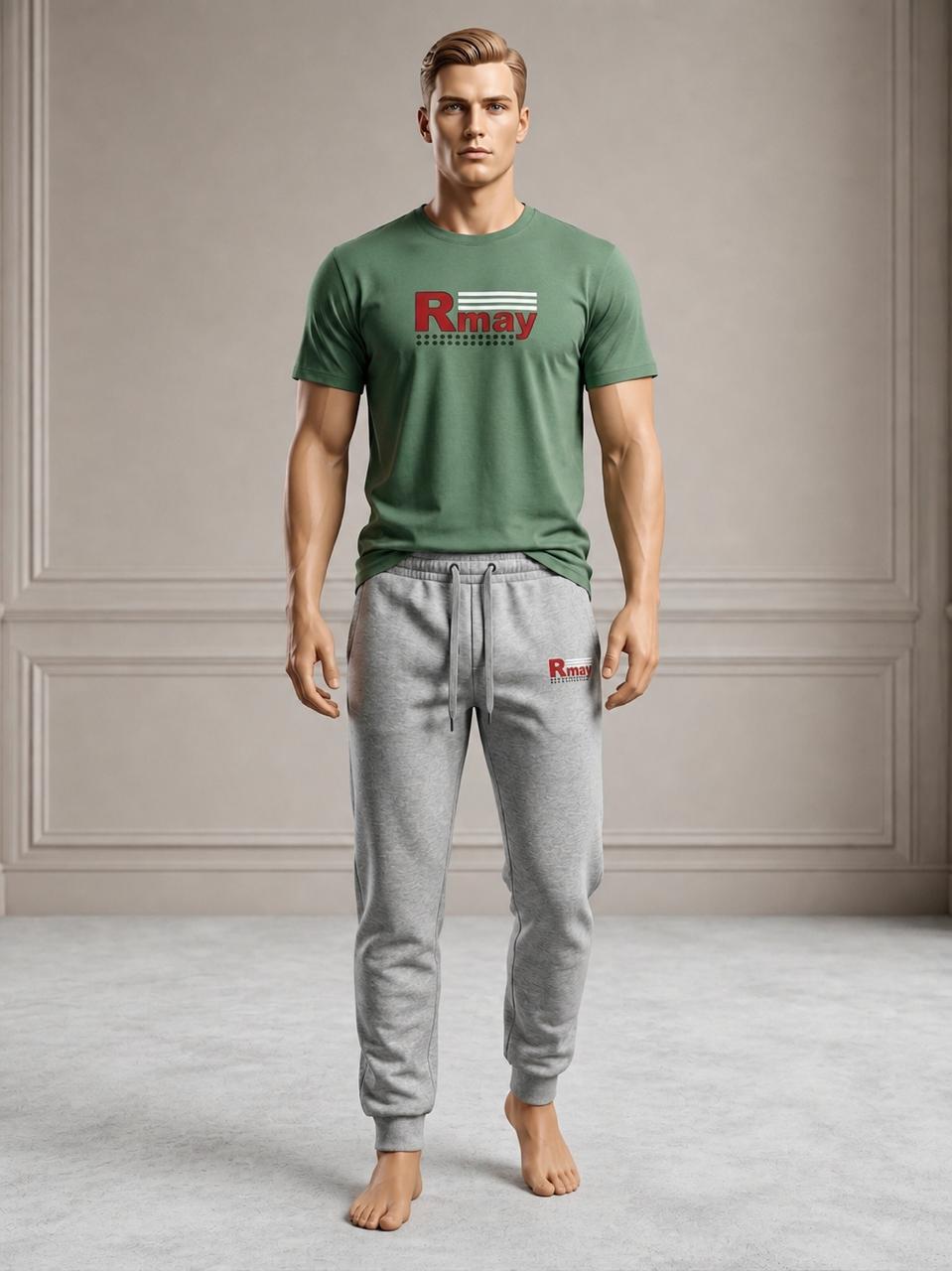 Ensemble Jogging Gris Chine + T-Shirt Kaki