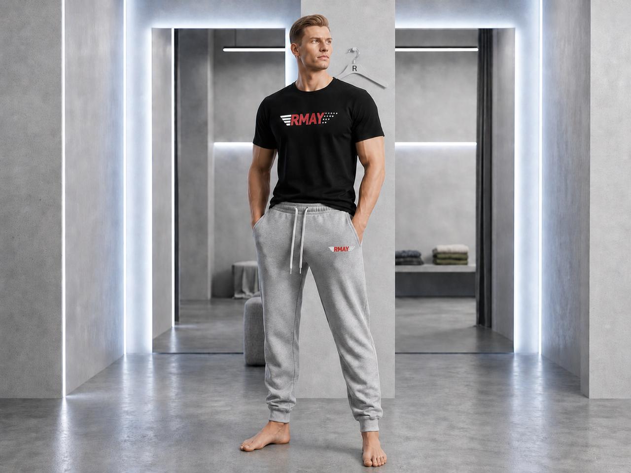 Ensemble Jogging Gris Chine + T-Shirt Noir