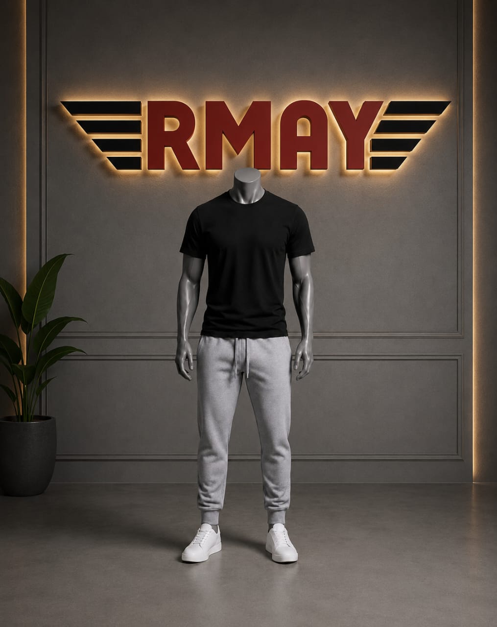 Ensemble Jogging Gris + T-Shirt Noir Simple