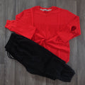Ensemble Jogging Noir + Sweat Rouge