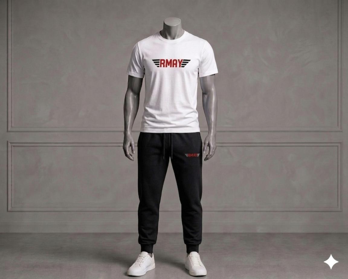 Ensemble Jogging Noir + T-Shirt Blanc