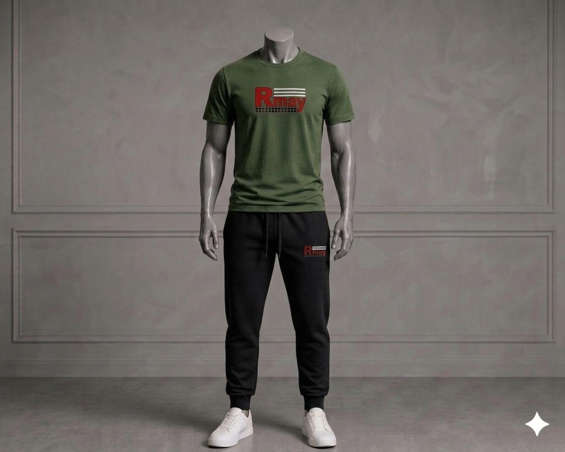 Ensemble Jogging Noir + T-Shirt Kaki