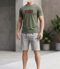Ensemble Short Gris Chine + T-Shirt Kaki