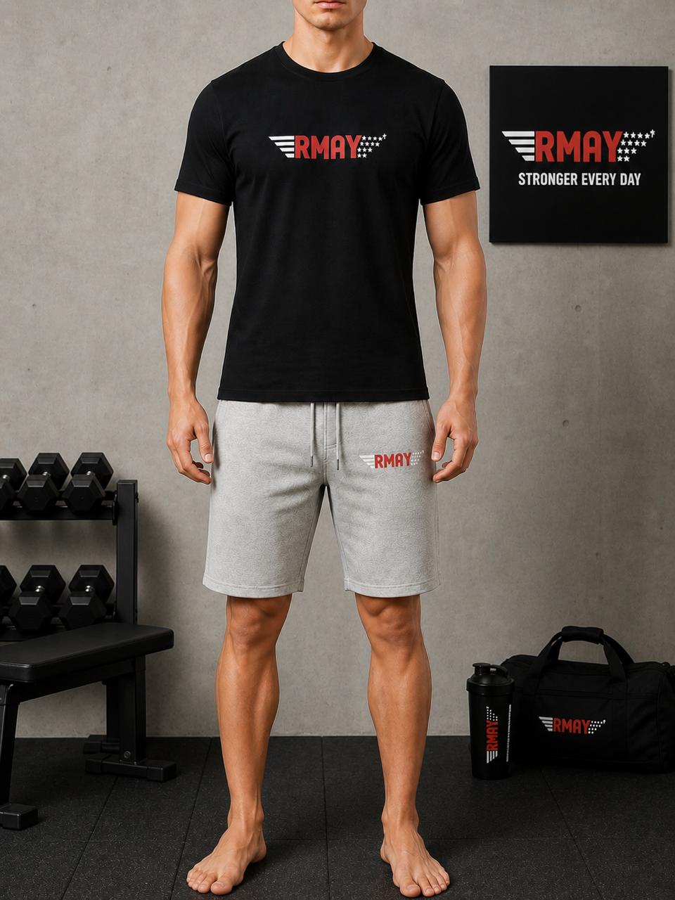 Ensemble Short Gris Chine + T-Shirt Noir