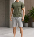 Ensemble Short Gris + T-Shirt Kaki Simple