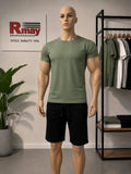Ensemble Short Noir + T-Shirt Kaki Simple