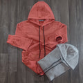 Pack 2 Sweat a Capuche Cotton Gris Clair + Rouge Brique